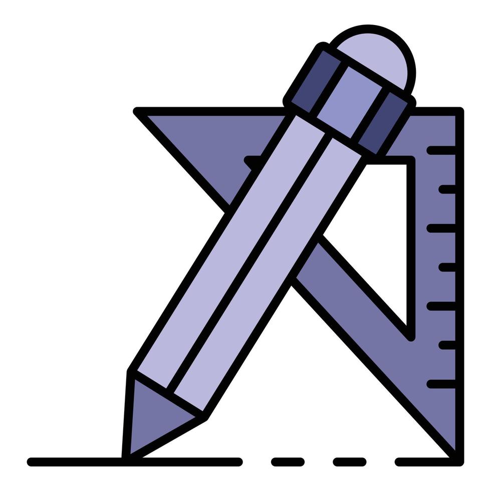Pencil angle ruler icon color outline vector