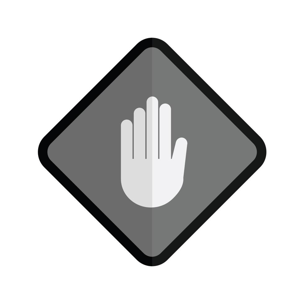 signo de mano icono plano en escala de grises vector