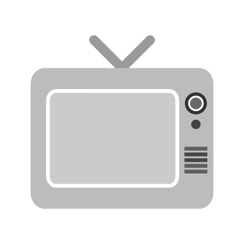 icono de televisión plana en escala de grises vector