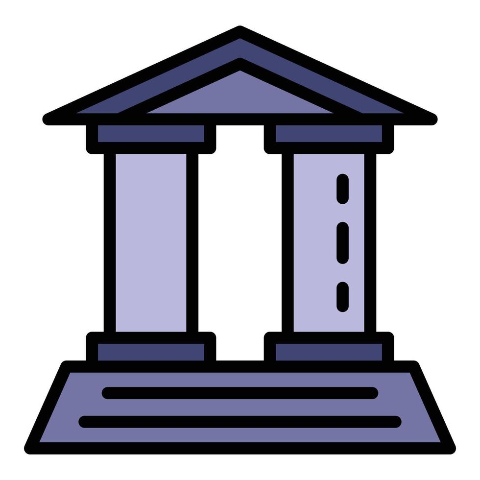 vector de esquema de color de icono de palacio de justicia de ley