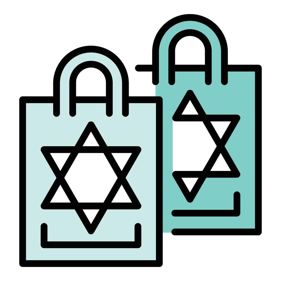vector de contorno de color de icono de paquete judío