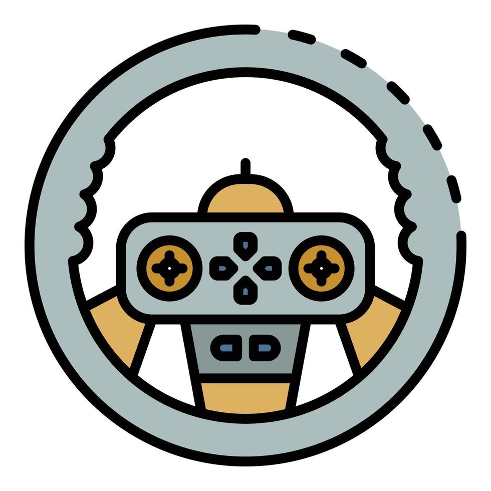 Gamepad steering wheel icon color outline vector