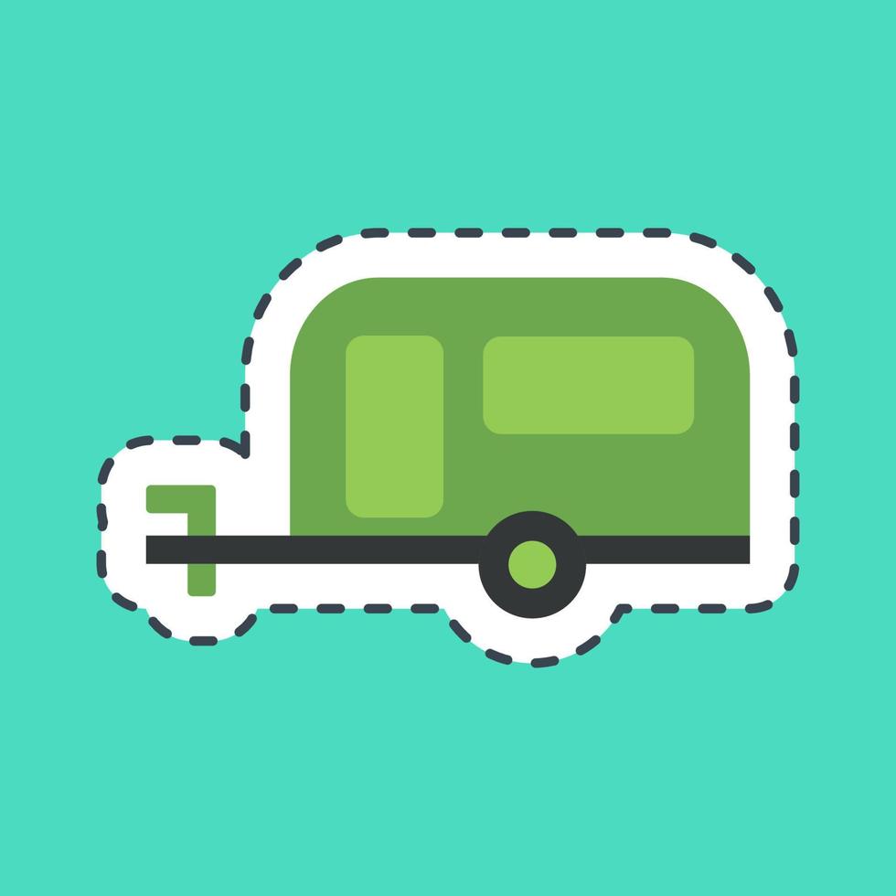 Sticker line cut caravan. Transportation elements. Good for prints, posters, logo, sign, advertisement, etc. vector