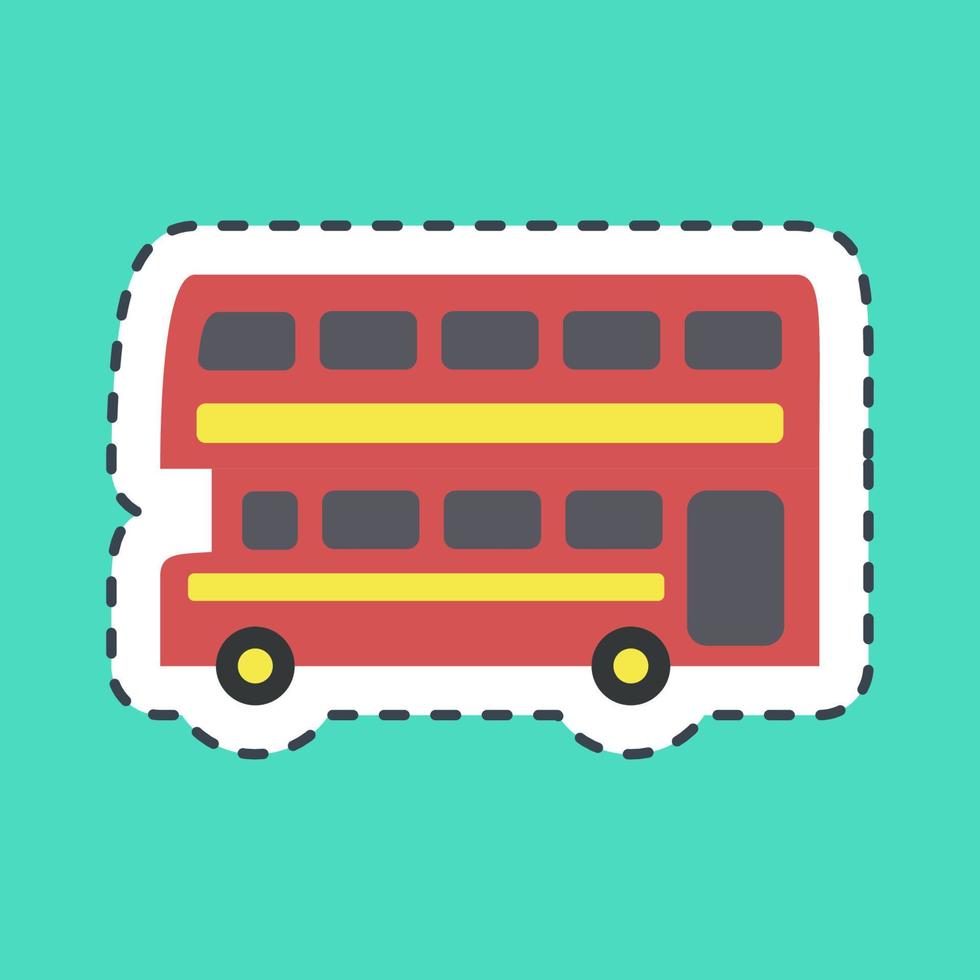 Sticker line cut double decker bus. Transportation elements. Good for prints, posters, logo, sign, advertisement, etc. vector