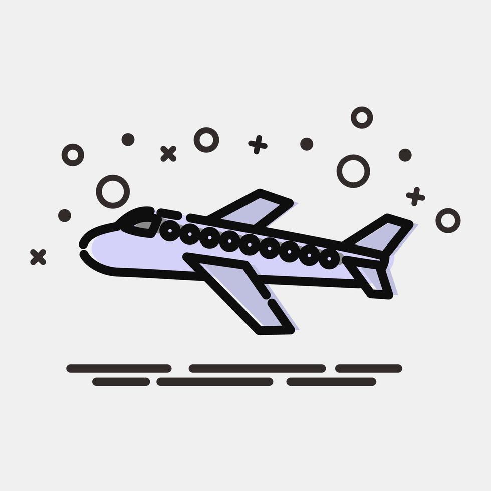 avión icono. elementos de transporte. iconos en estilo mbe. bueno para impresiones, carteles, logotipos, letreros, anuncios, etc. vector