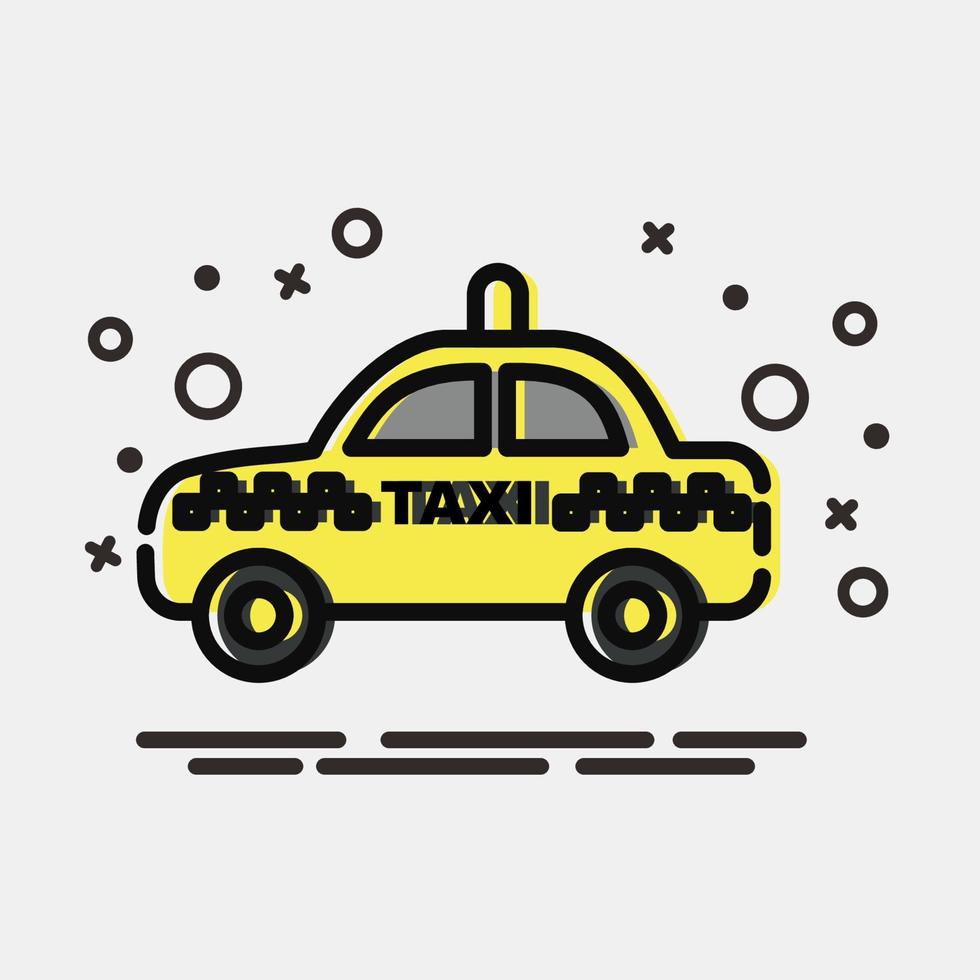 icono de taxi. elementos de transporte. iconos en estilo mbe. bueno para impresiones, carteles, logotipos, letreros, anuncios, etc. vector