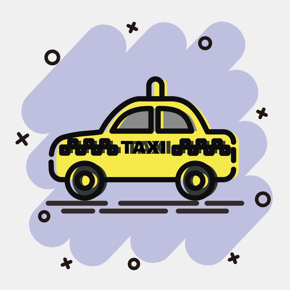 Icon taxi. Transportation elements. Icons in comic style. Good for prints, posters, logo, sign, advertisement, etc. vector