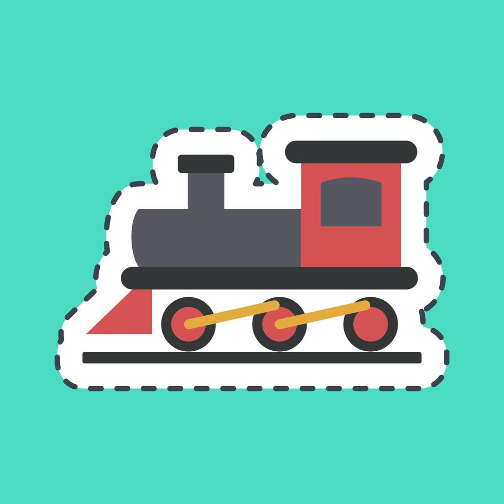 Sticker line cut old train. Transportation elements. Good for prints, posters, logo, sign, advertisement, etc. vector