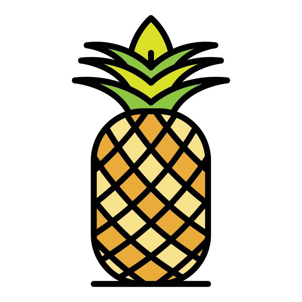 Fresh pineapple icon color outline vector