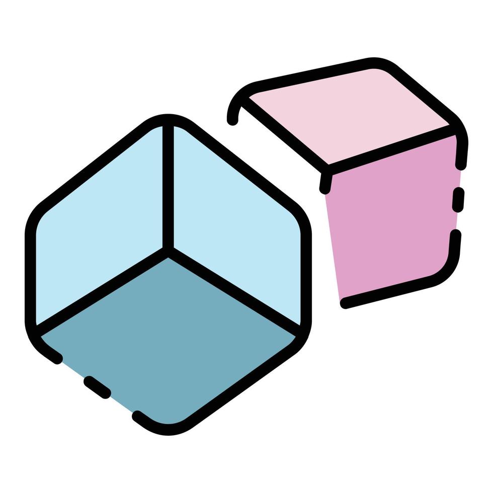 vector de esquema de color de icono de cubo de juguete