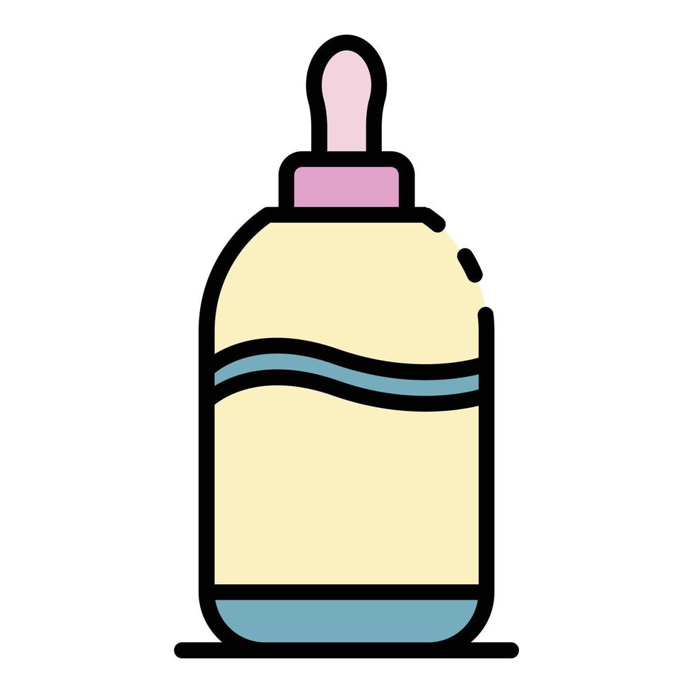 Baby milk bottle icon color outline vector