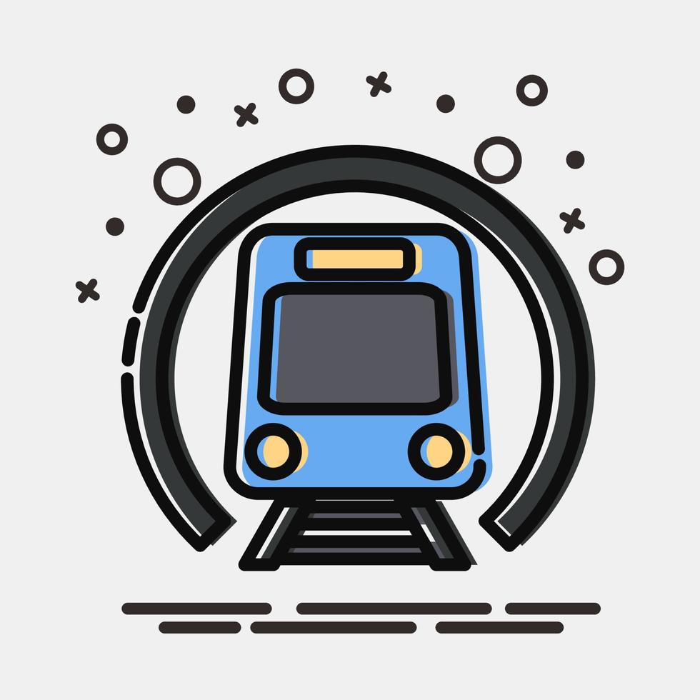 metro icono. elementos de transporte. iconos en estilo mbe. bueno para impresiones, carteles, logotipos, letreros, anuncios, etc. vector