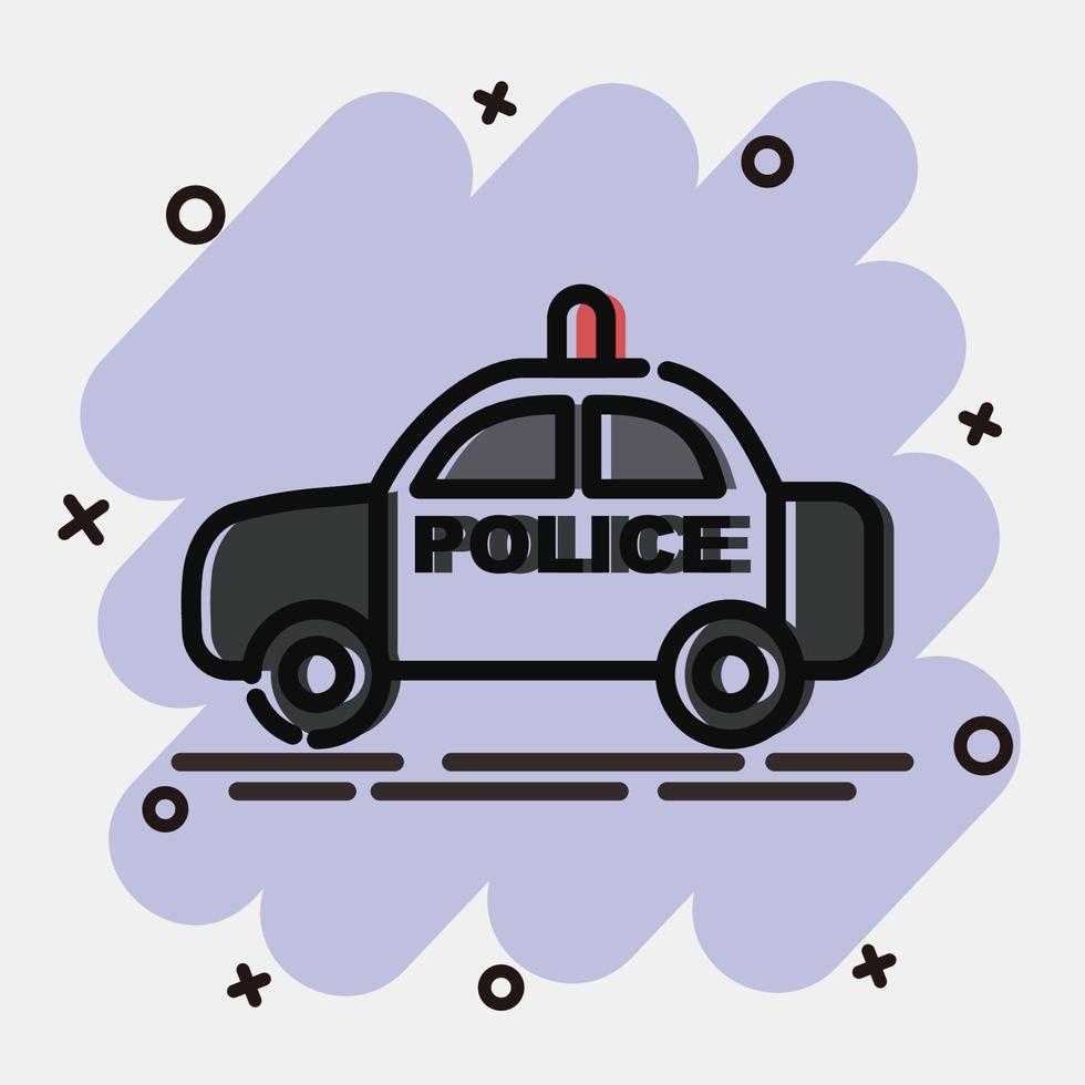 Icon police car. Transportation elements. Icons in comic style. Good for prints, posters, logo, sign, advertisement, etc. vector