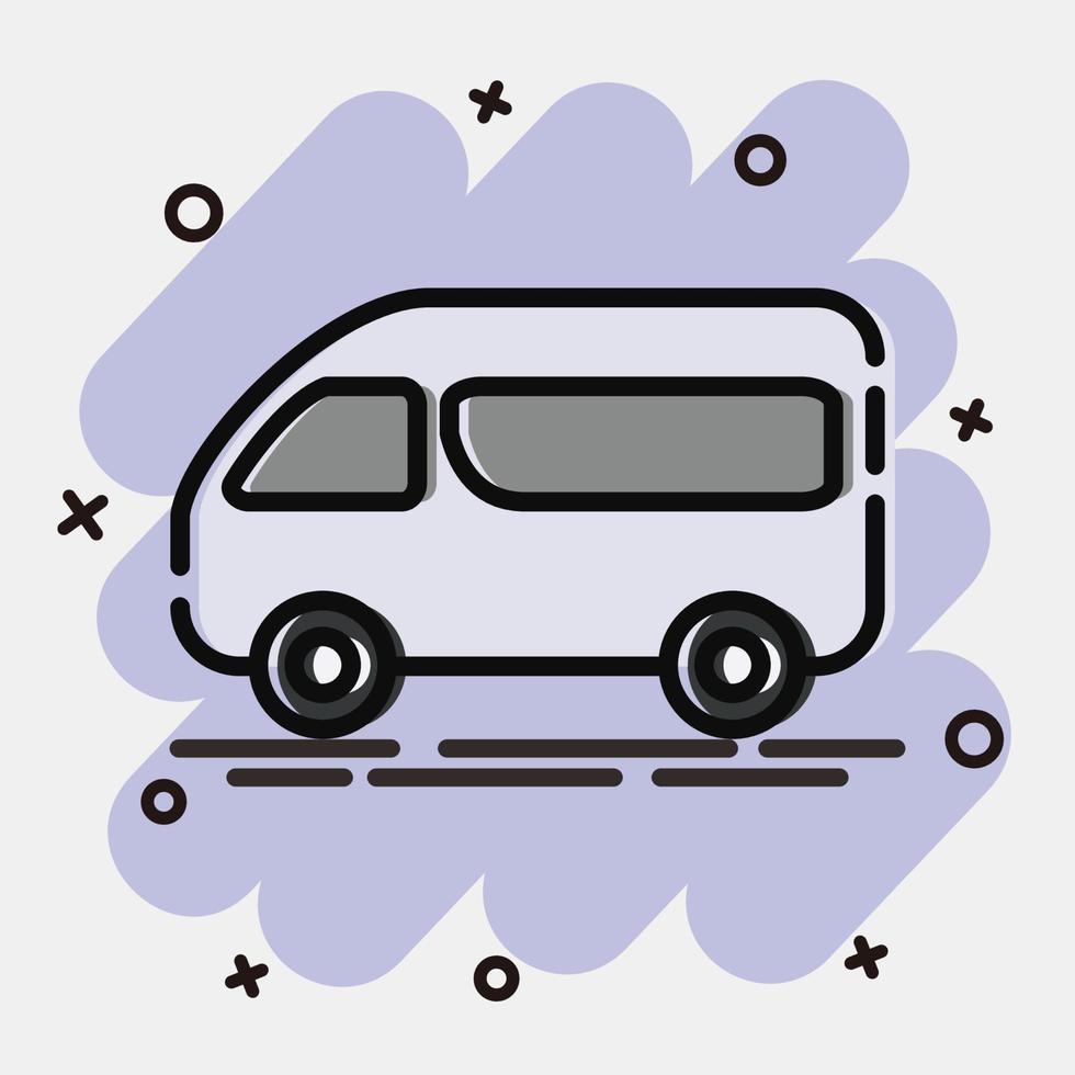 furgoneta icono. elementos de transporte. iconos en estilo cómico. bueno para impresiones, carteles, logotipos, letreros, anuncios, etc. vector