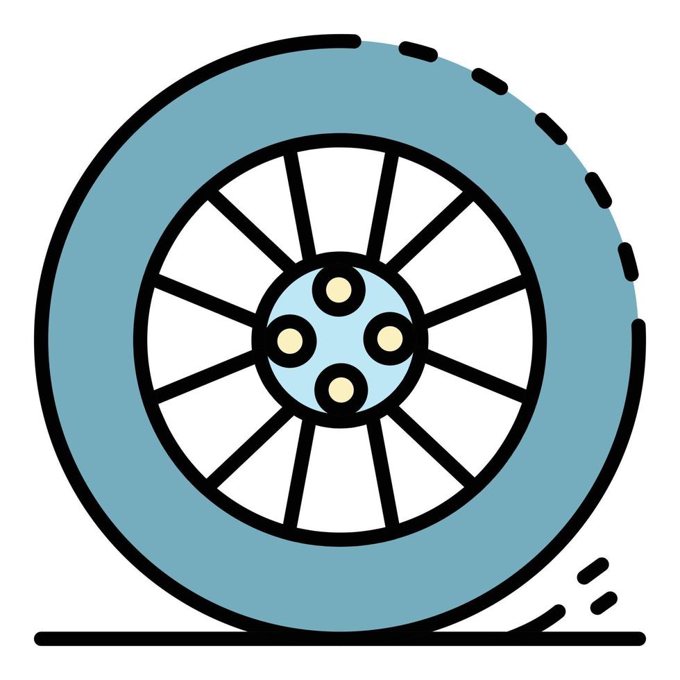 vector de contorno de color de icono de rueda de coche