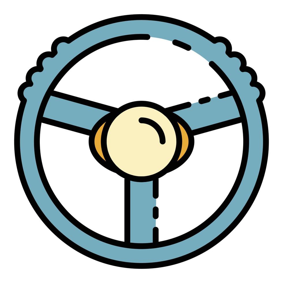 Steering wheel icon color outline vector