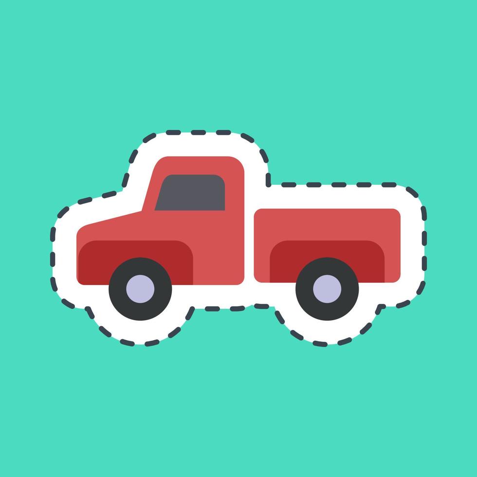 Sticker line cut pick up truck. Transportation elements. Good for prints, posters, logo, sign, advertisement, etc. vector