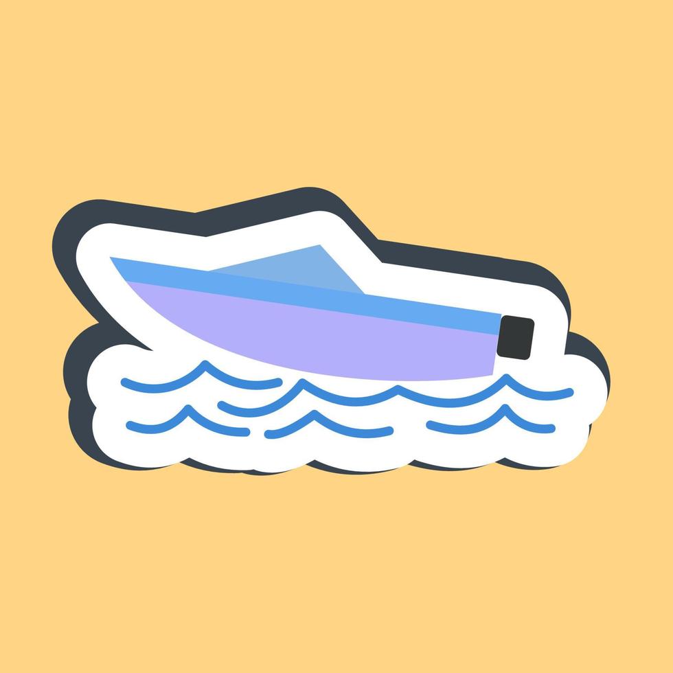 Sticker speed boat. Transportation elements. Good for prints, posters, logo, sign, advertisement, etc. vector