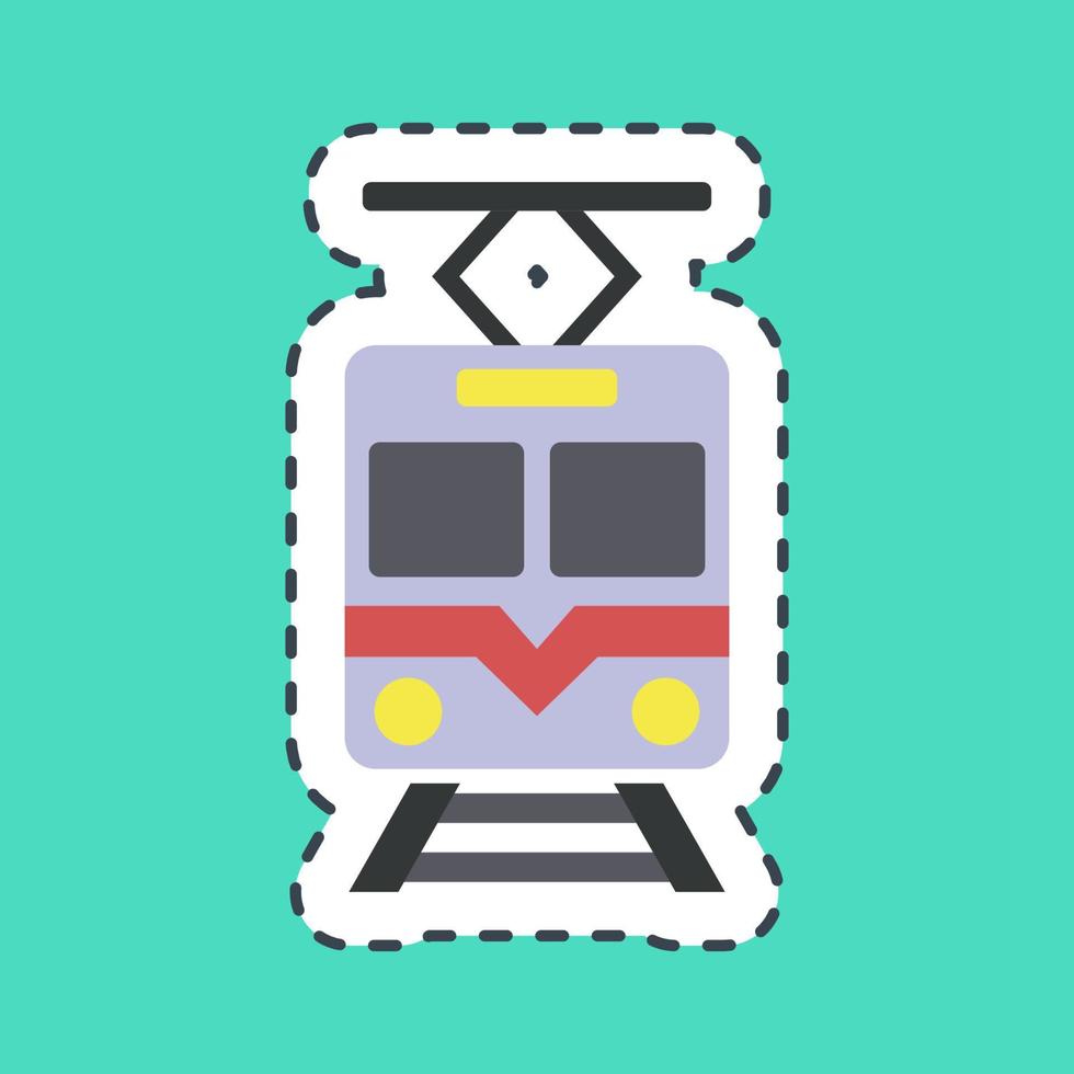 Sticker line cut train. Transportation elements. Good for prints, posters, logo, sign, advertisement, etc. vector