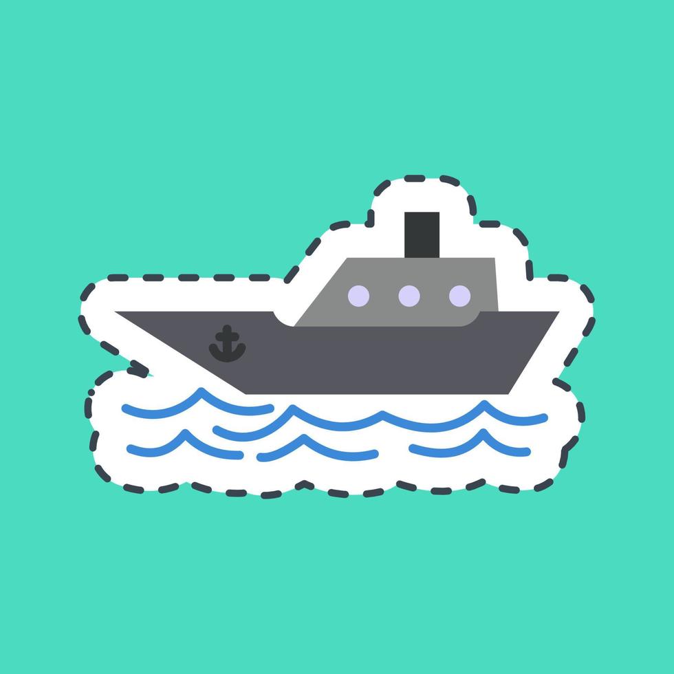 Sticker line cut ship. Transportation elements. Good for prints, posters, logo, sign, advertisement, etc. vector