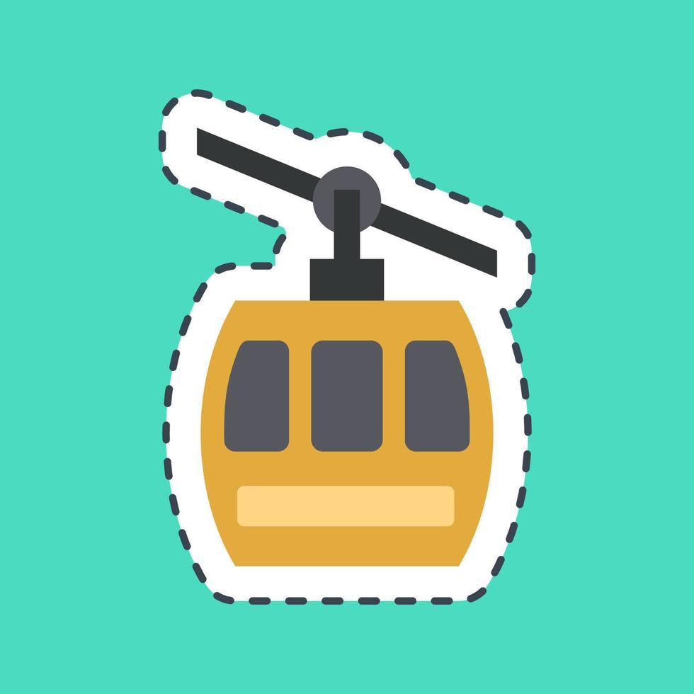 Sticker line cut cable car. Transportation elements. Good for prints, posters, logo, sign, advertisement, etc. vector