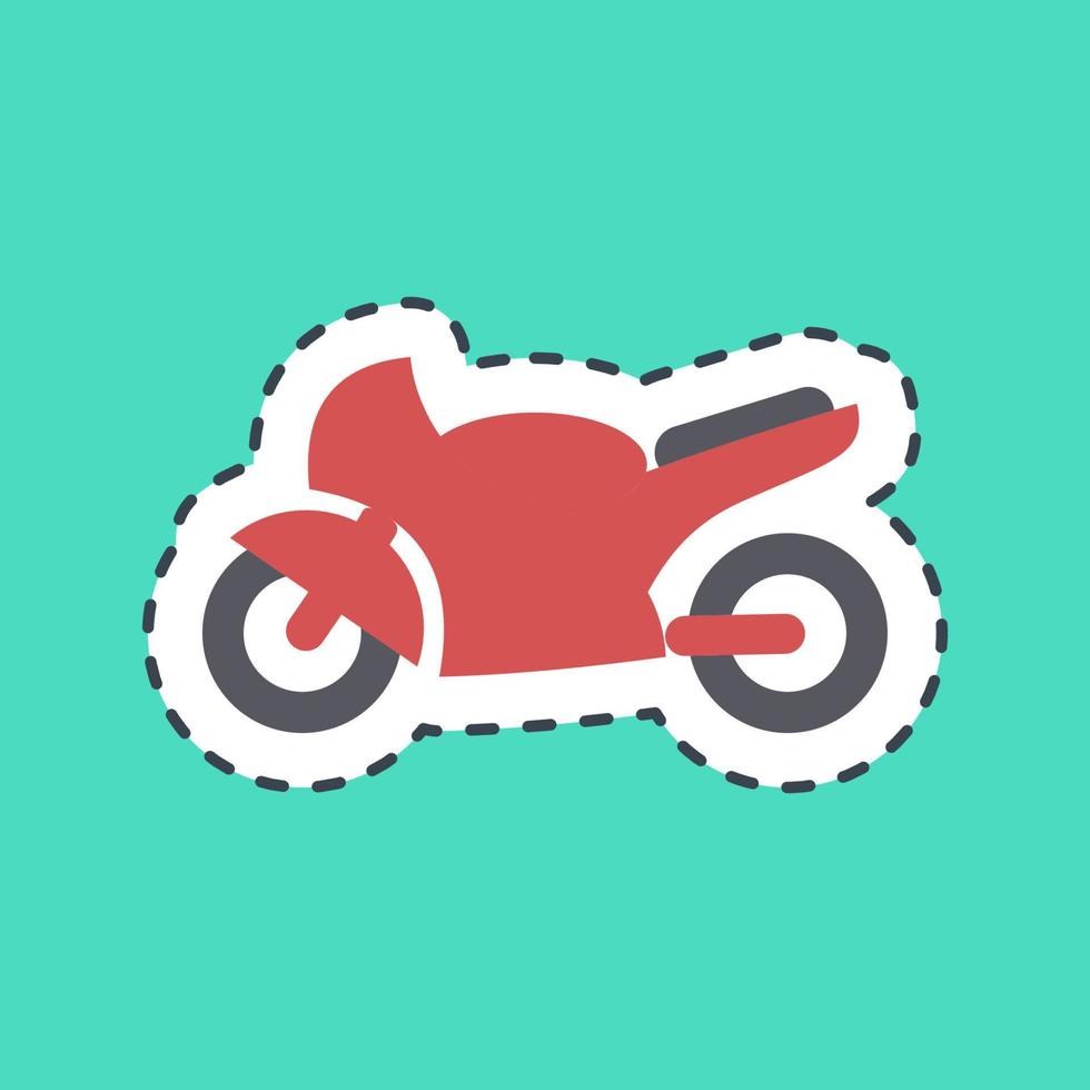 Sticker line cut motorcycle. Transportation elements. Good for prints, posters, logo, sign, advertisement, etc. vector