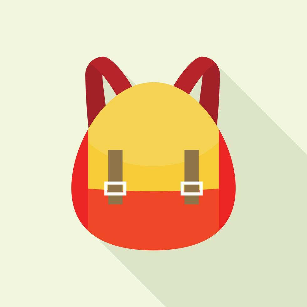 Red yellow backpack icon, flat style vector