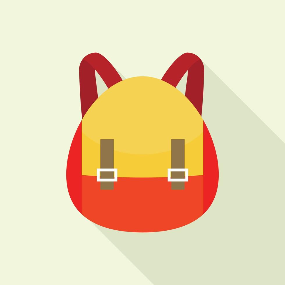 icono de mochila amarilla roja, estilo plano vector