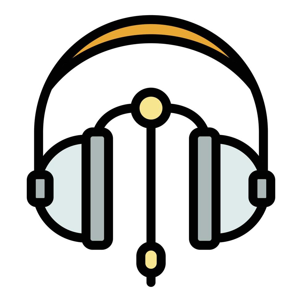 Big headphones icon color outline vector