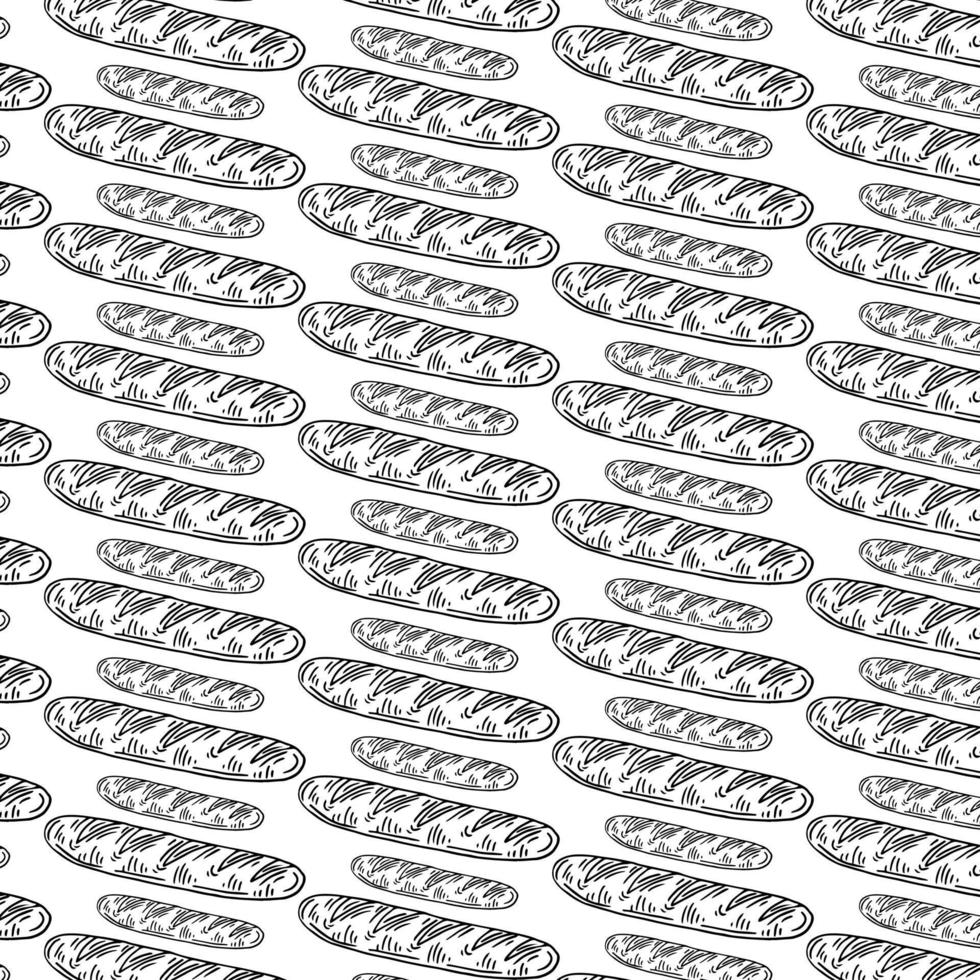 Seamless pattern with black baguettes isolated on white background vector