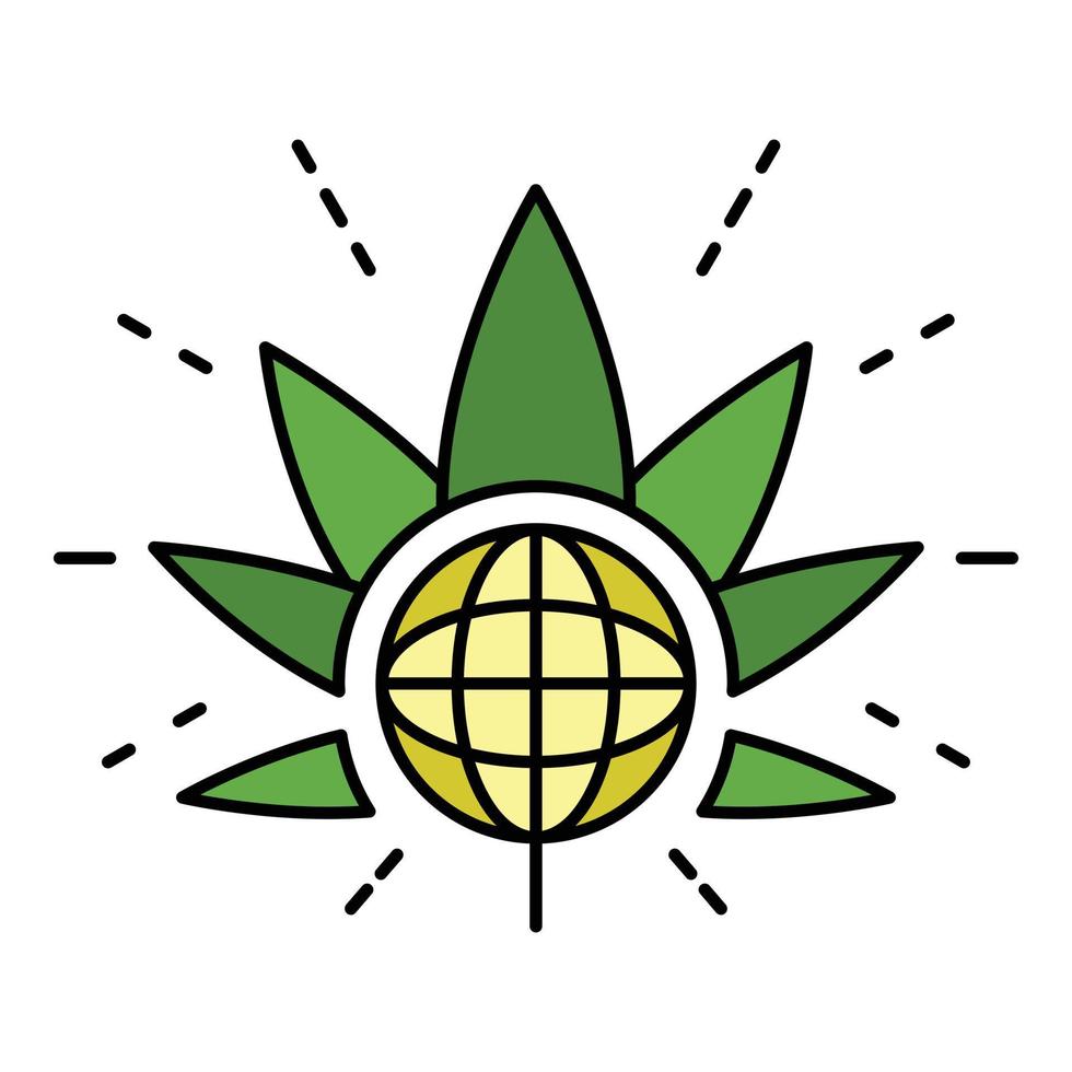 logotipo de hoja de marihuana global, estilo de contorno vector