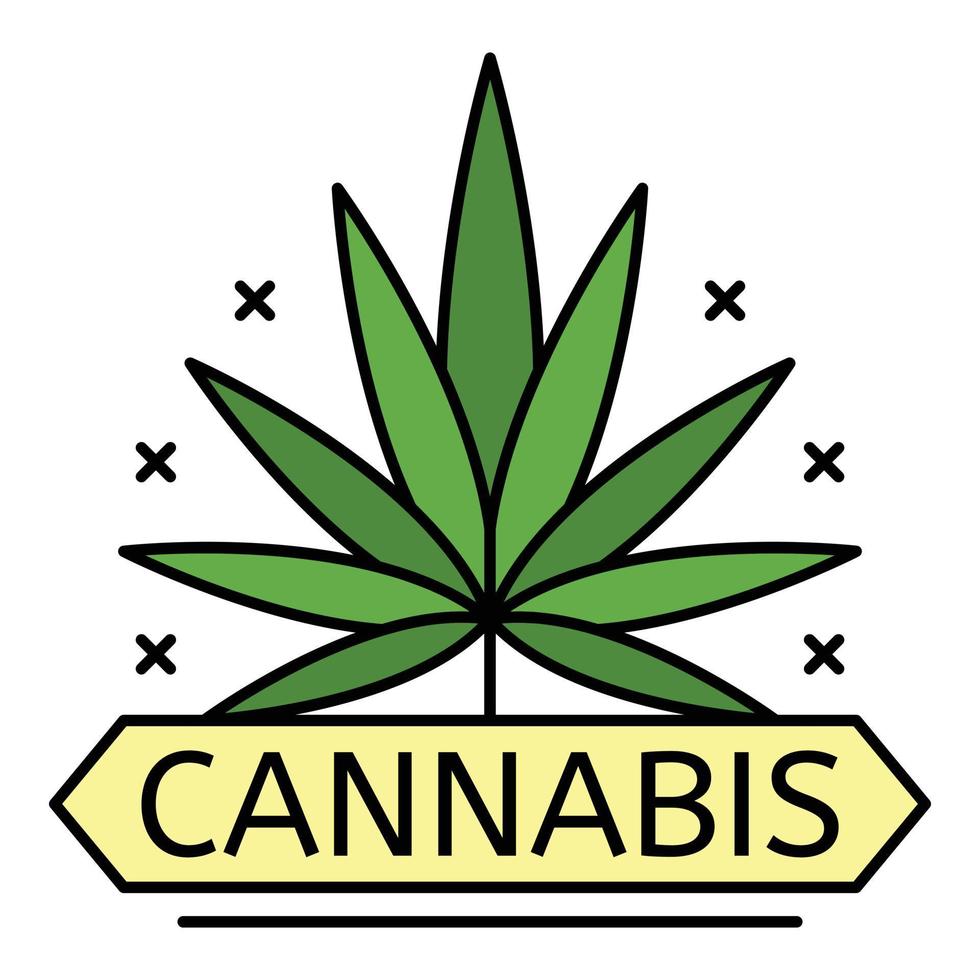 logotipo de hoja de droga de cannabis, estilo de contorno vector