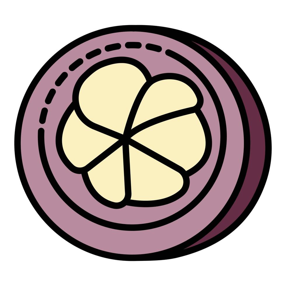 vector de contorno de color de icono de medio mangostán
