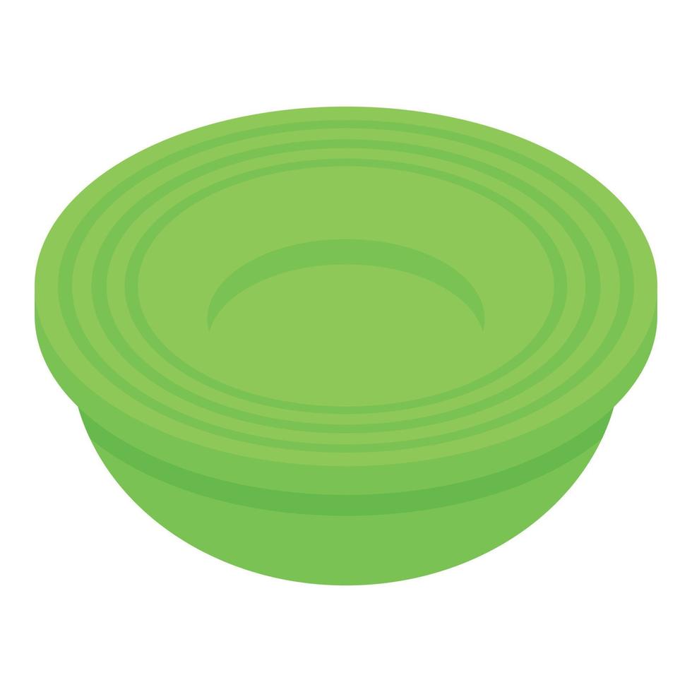 Green soup plate icon, isometric style vector