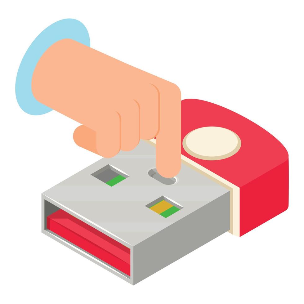 Usb biometric icon, isometric style vector