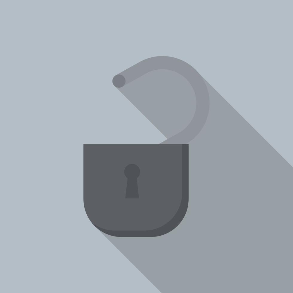 Open padlock icon, flat style vector