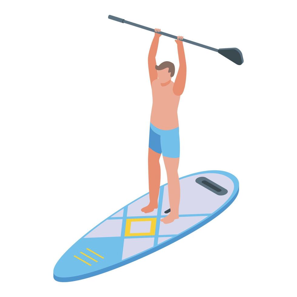 Sup surfing icon, isometric style vector