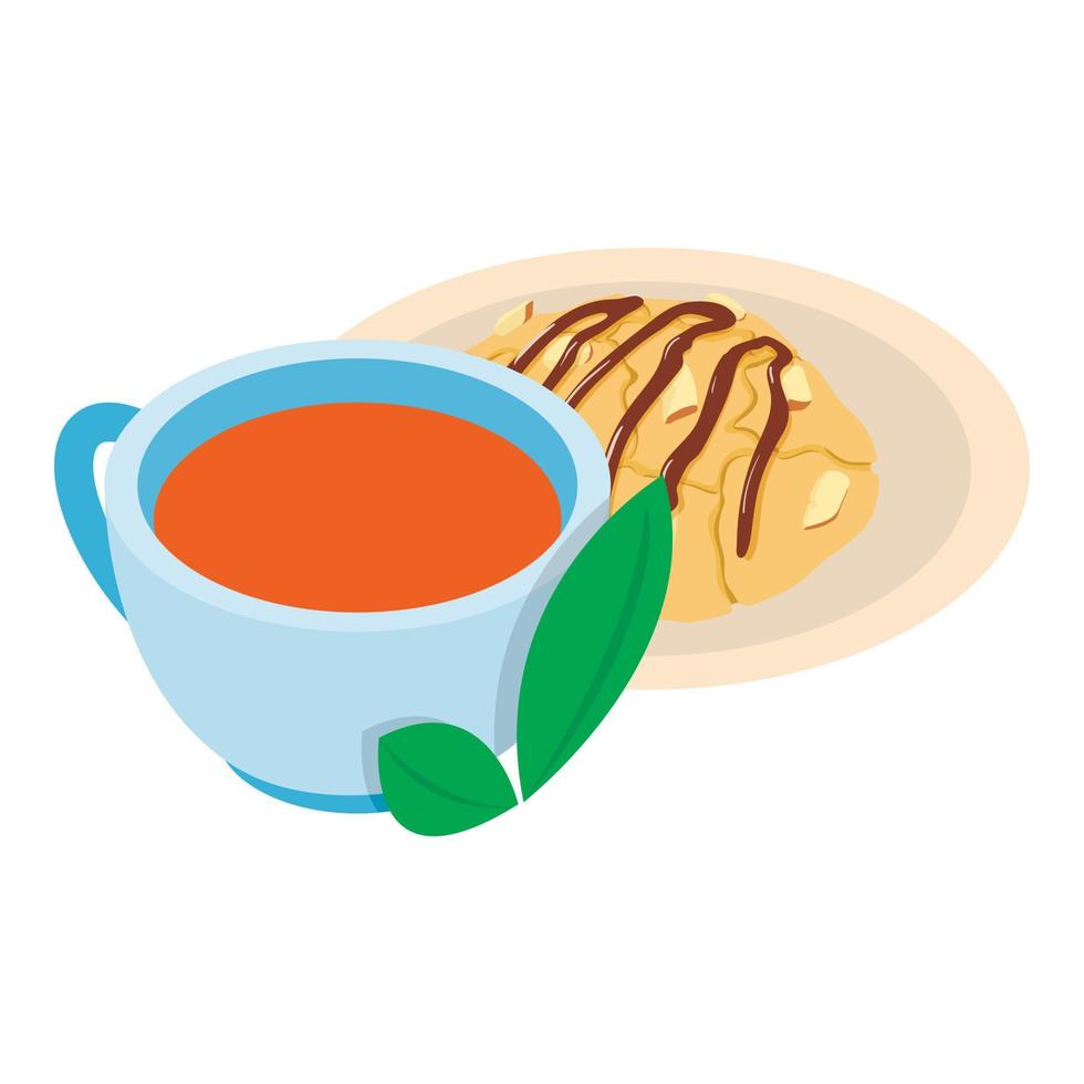 Tea time icon, isometric style vector