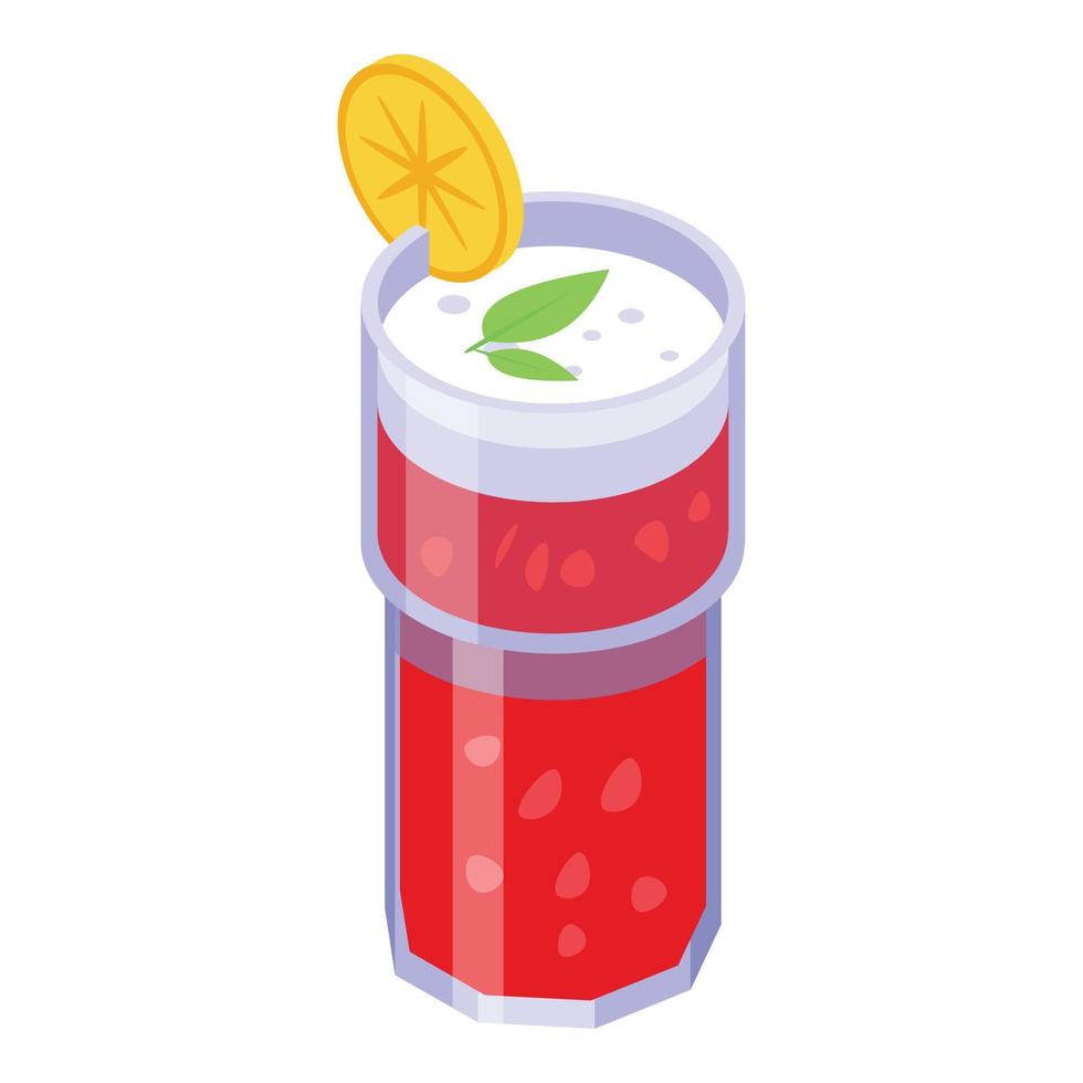 Fresh cocktail icon, isometric style vector