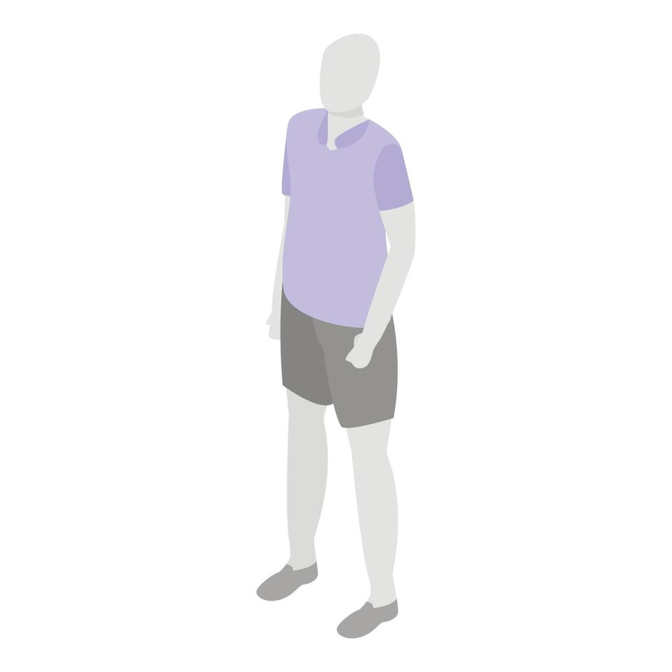 hombre maniquí shorts polo icono, estilo isométrico vector