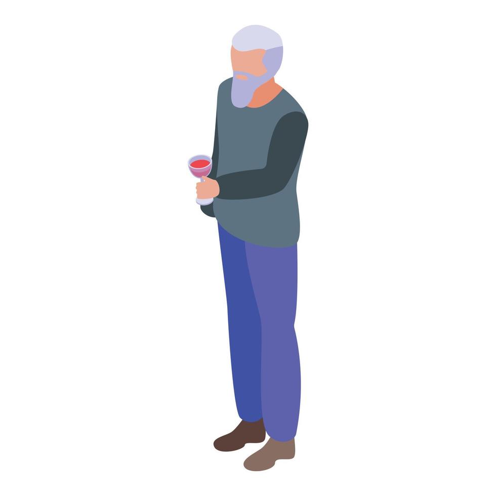 Weekend wine glass icon, isometric style vector