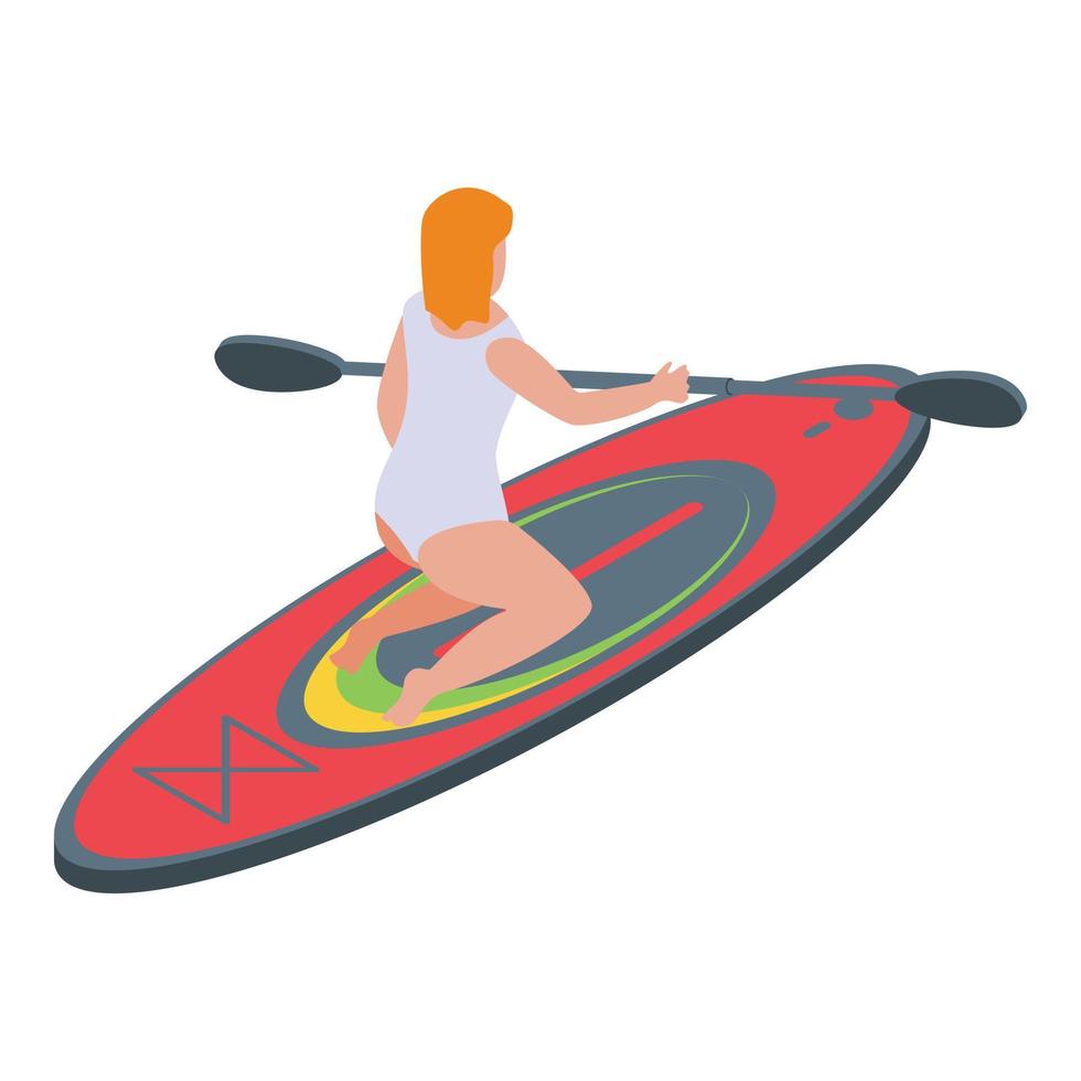 Paddle surfing icon, isometric style vector