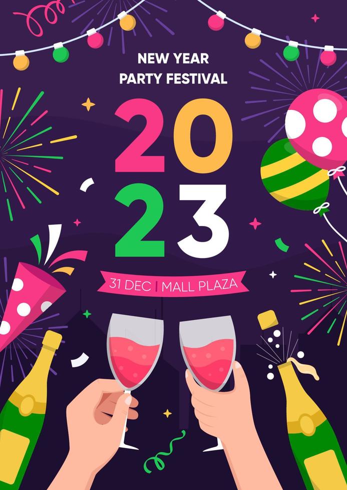 New Year Party 2023 Poster Design vector