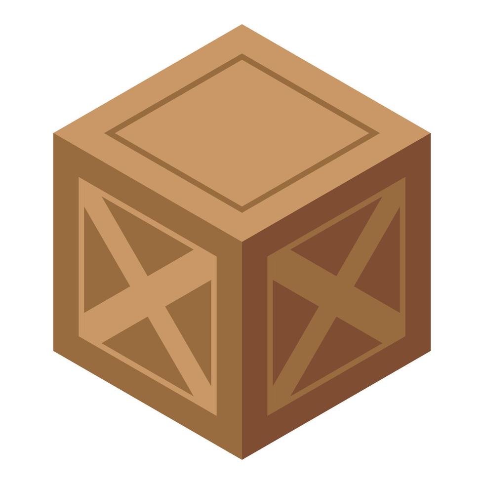 icono de caja de madera, estilo isométrico vector