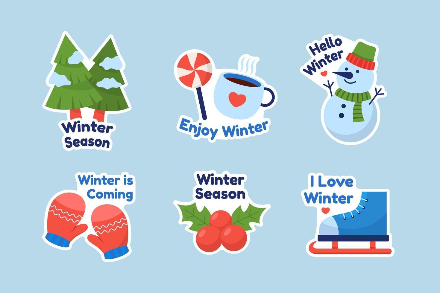 Winter Season Stickers Collection Set vector