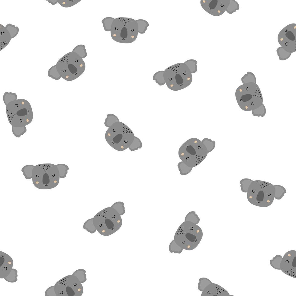 Seamless pattern of cute hand drawn sleeping koala. Cartoon zoo. Vector illustration. Animal for the design of children's products in scandinavian style.