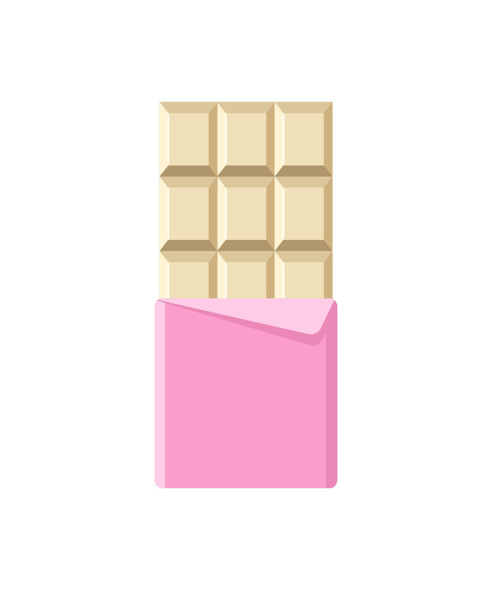 Chocolate bar icon. Open white milk chocolate in foil packaging. Flat