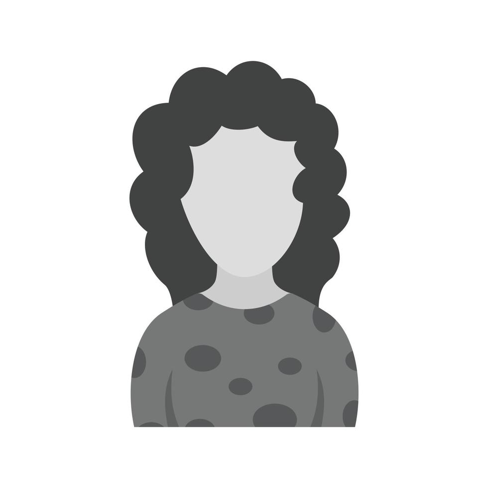chica con cabello rizado icono plano en escala de grises vector