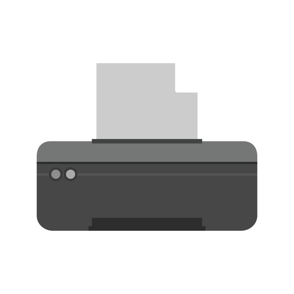 impresora v icono plano en escala de grises vector