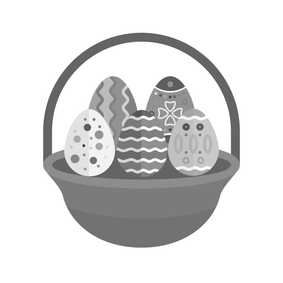 Eggs Basket II Flat Greyscale Icon vector